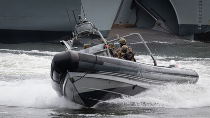 Soldiers during a military operation on a boat