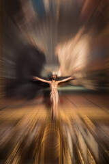 Zoom of Christ wood carving in Spain