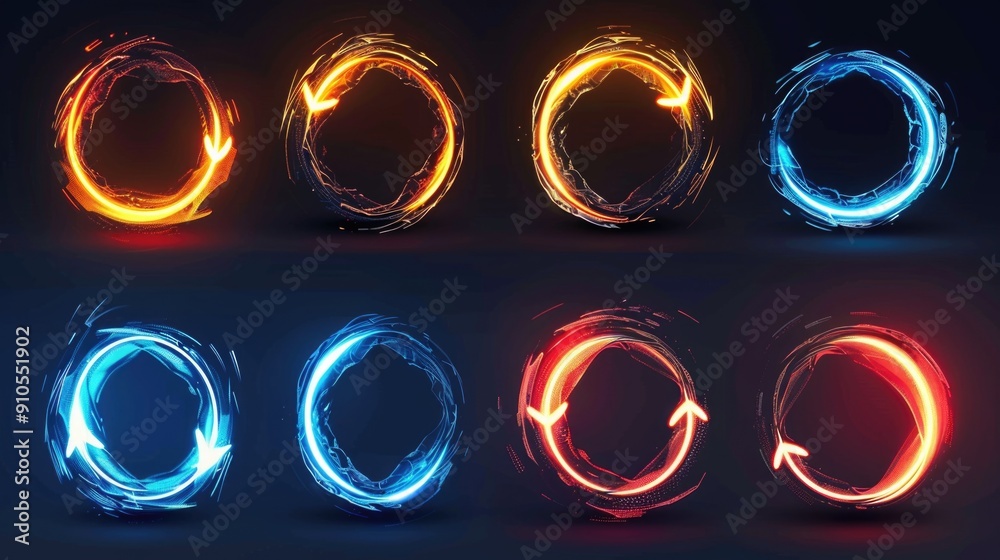 Poster a circular arrangement of four differently colored lights, suitable for various design and illustrat