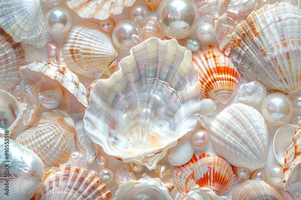 Poster A collection of shells captured in a close-up shot