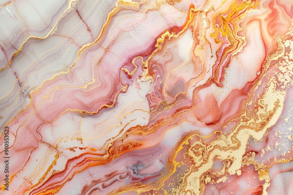 Poster A detailed view of a beautiful marble surface with intricate patterns and colors