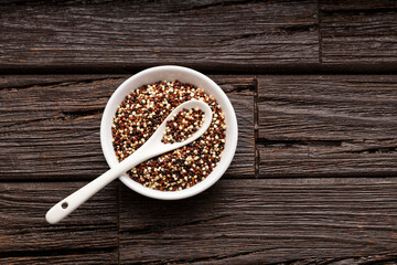 Mix of white, red and black quinoa seeds - Chenopodium quinoa