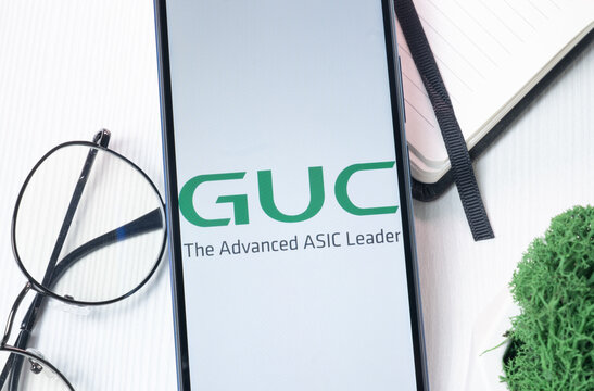 New York, USA - 1 August 2024: Global Unichip Corp GUC Logo on Phone Screen, Company Icon on Display