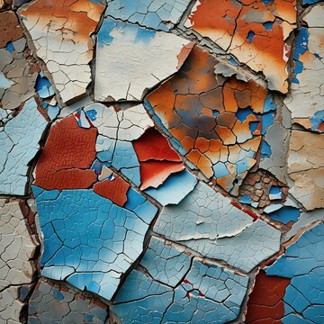 Fondo creado con pintura vieja, desquebrajada, cuarteada, tonos azul con rojo. Ideal para fondo de pantalla o para crear textura en un trabajo. 