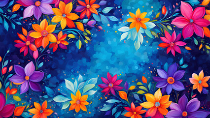 Obraz premium Vibrant Abstract Floral Painting Background: Modern and Trendy Art for 2024
