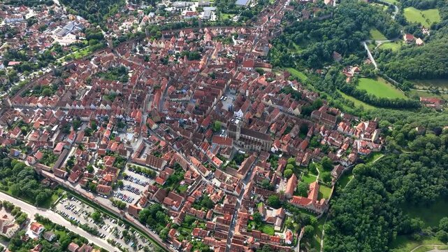 Top Down View Of Rothenburg Ob Der Tauber, Germany, Aerial
