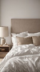 Bed With White Comforter and Pillows