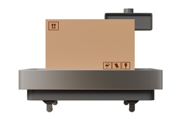 3d Warehouse scale with parcel boxes icon on isolated purple background. Transportation cargo concept. logistic and Warehouse concept. Minimal Industrial scale, Shipping package scales icon. 3d render