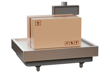 3d Warehouse scale with parcel boxes icon on isolated purple background. Transportation cargo concept. logistic and Warehouse concept. Minimal Industrial scale, Shipping package scales icon. 3d render