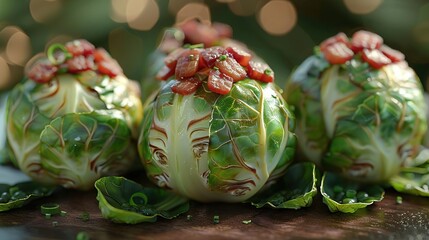 Obraz premium 3D Illustration of Brussel Sprouts with Bacon