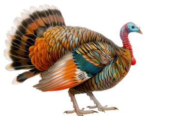 profile of a illustration turkey, isolated png transparent background, thanksgiving