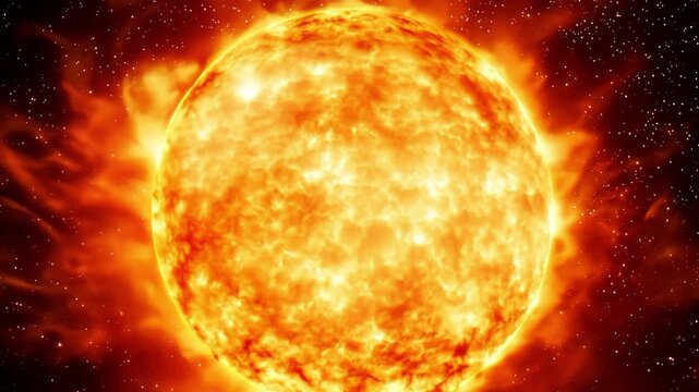 Close up of a hot yellow solar surface in space before a coronal mass ejection.