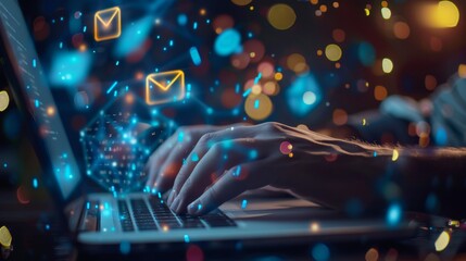 Using assistive technology for reading and responding to emails is an inclusive image.