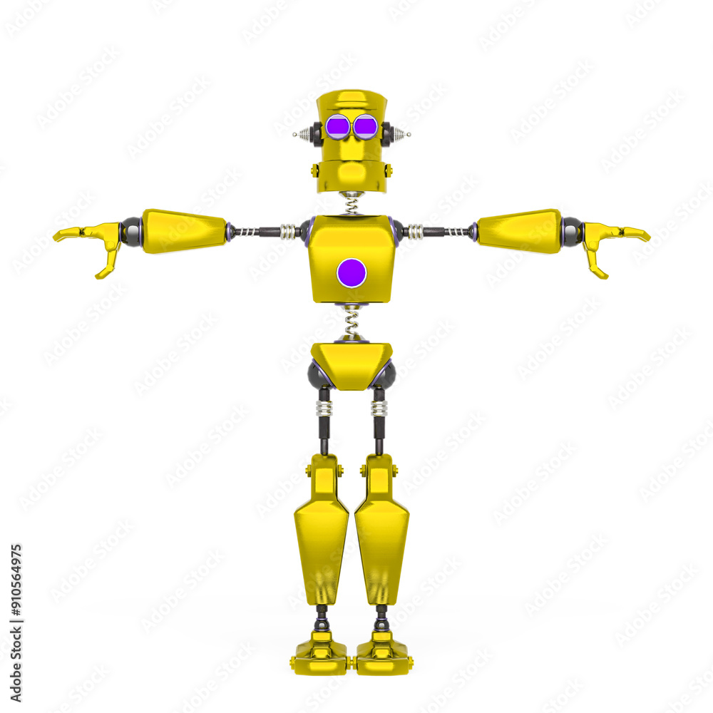 Sticker old fashion robot cartoon on t pose