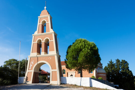 The church of the Virgin Mary up in the mountain of Othonoi island, Greece