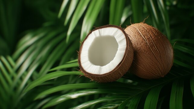 Coconut burst, distinct crunch, echoing in a lush jungle, nature soundscape