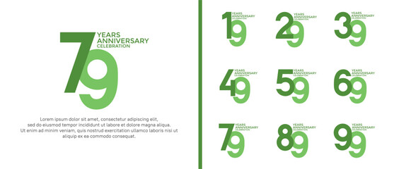 anniversary logo style set with green color can be use for celebration moment