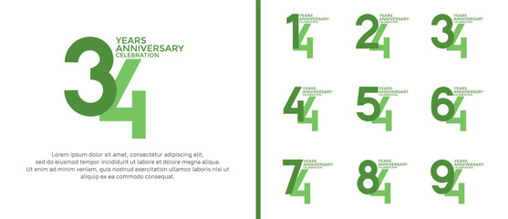 anniversary logo style set with green color can be use for celebration moment