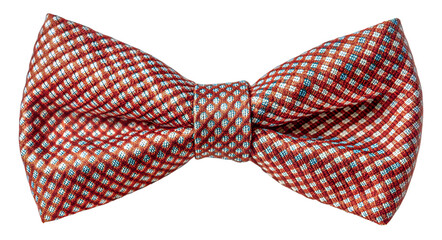 Elegant red and white checked bow tie, cut out - stock png.