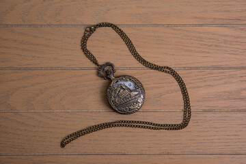 train engraved pocket watch
