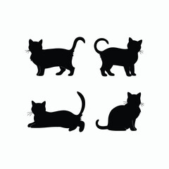 Cat silhouette set animals vector template illustration