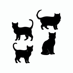 Cat silhouette set animals vector template illustration