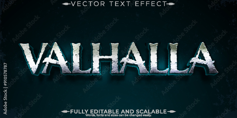 Wall mural viking editable text effect, editable valhalla and norse text style