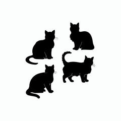 Obraz premium Cat silhouette set animals vector template illustration