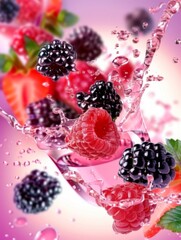 mix of berries in juice splash
