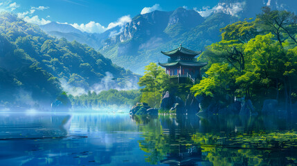 Fototapeta premium Tranquil Mountain Retreat