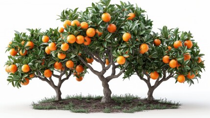 tangerine tree on the white background