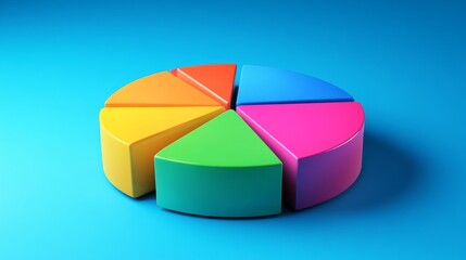 Obraz premium Multi-colored 3d pie chart on blue