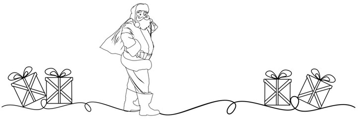 line art illustration  background santa claus