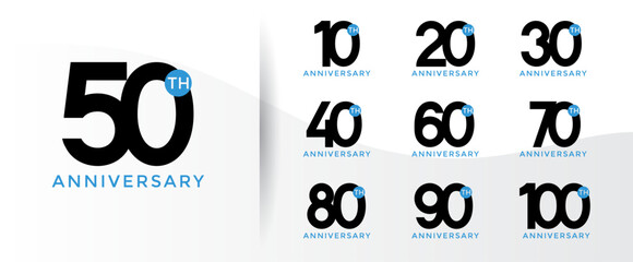 anniversary logo style set with black and blue color can be use for celebration moment