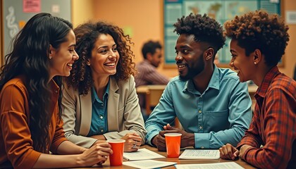 Obraz premium Diverse group of friends laughing together.