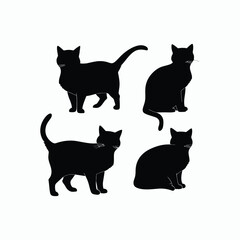 Obraz premium Cat silhouette set animals vector template illustration