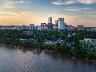 Arkansas River and Downtown Tulsa, Oklahoma, United States.