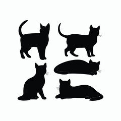 Cat silhouette set animals vector template illustration