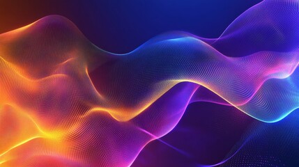 Obraz premium Abstract technology backdrop with digital waves and bright color gradients