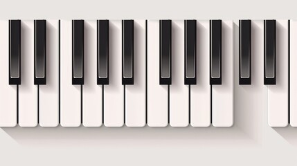 Naklejka premium Minimalist piano keys, no details, clean and plain, 2D vector, flat illustration