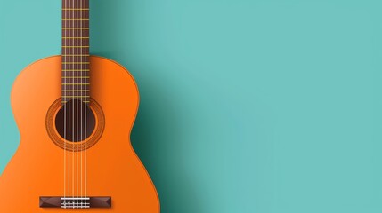 Fototapeta premium Uncomplicated 2D vector guitar illustration, featuring strings with a plain and clean style, devoid of complexity