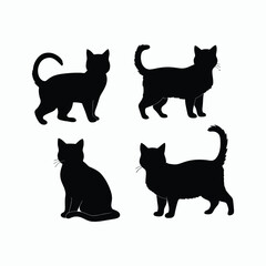 Cat silhouette set animals vector template illustration