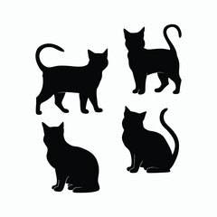 Cat silhouette set animals vector template illustration
