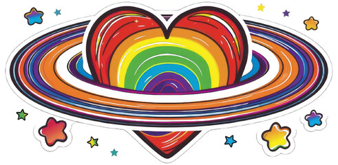 abstract rainbow heart   with  rainbow circle 