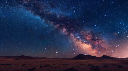 Obraz premium desert at night with a beautiful starry sky