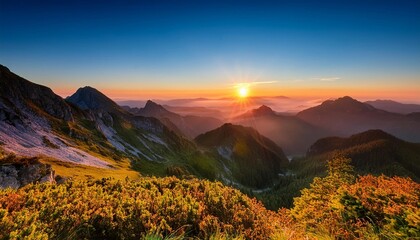 Beautiful sunrise over mountains