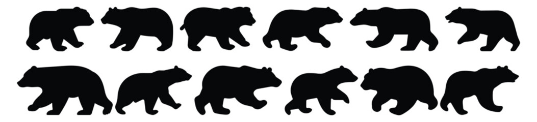 Polar bear silhouette set vector design big pack of illustration  and icon