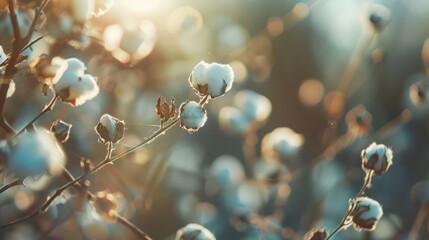 Cotton plant details, organic texture, focus on, benefits of organic materials, dynamic, Composite, botanical garden