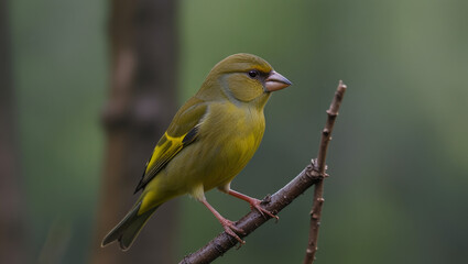 a yellow wagtail on a branch in the morning