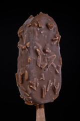 Chocolate Ice Cream on a Black Background